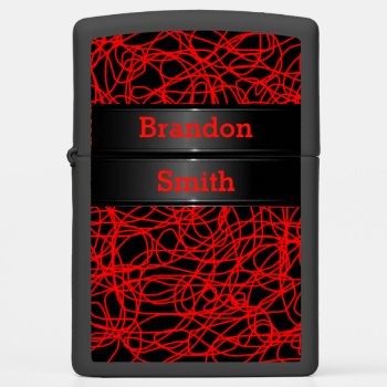 Personalized Red Black Scratches Zippo Lighter
