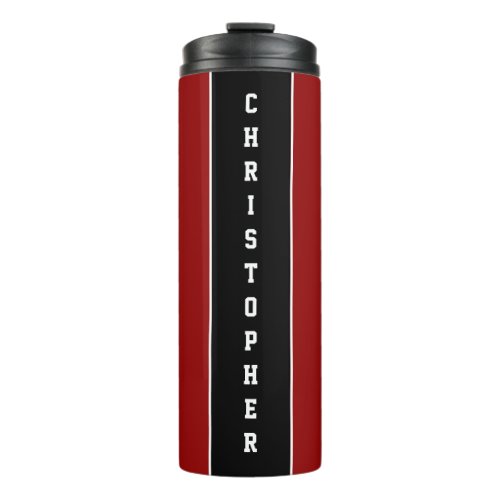 Personalized Red Black Stripe Thermal Tumbler