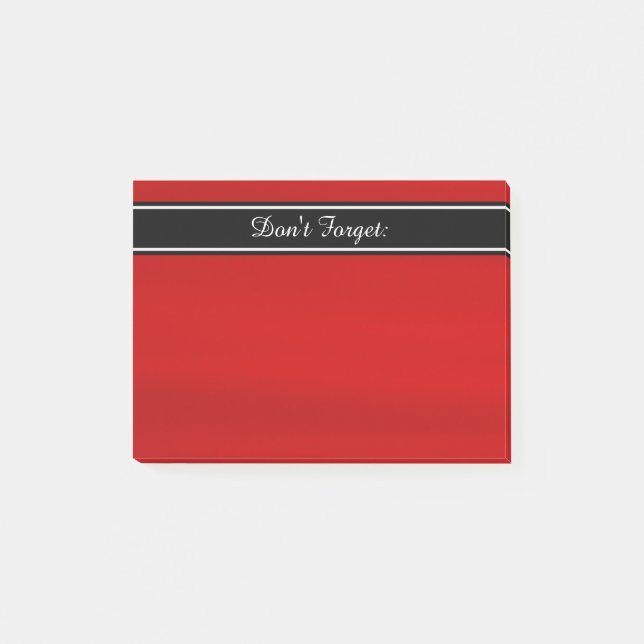 Personalized Red Black White Post It Notes (Front)