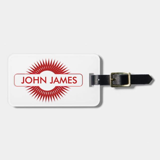 Personalized Red Blast Luggage Tag (Front Horizontal)