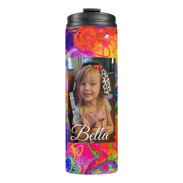 Personalized, Red, Blue Colorful Thermal Tumbler (Front)