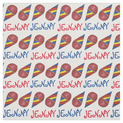 Personalized Red Blue Snocone Snow Cone Fabric