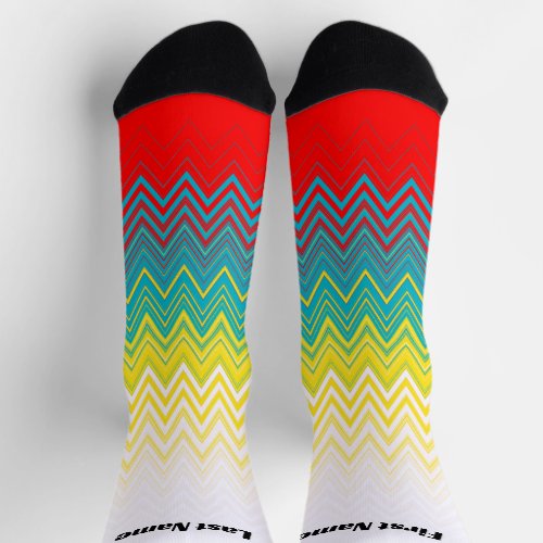 Personalized Red Blue Yellow Chic Unique Pattern Socks