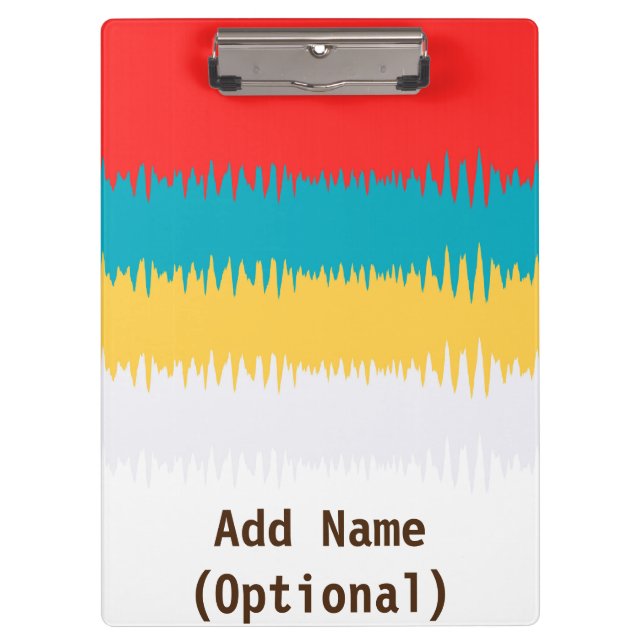 Personalized Red Blue Yellow White Gray CUTE Clipboard (Front)