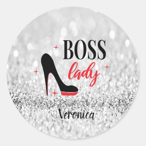 Personalized Red Bottom Stiletto Heel Boss Lady  Classic Round Sticker