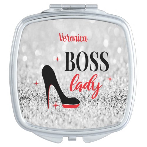  Personalized Red Bottom Stiletto Heel Boss Lady Compact Mirror