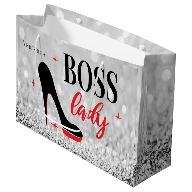 Personalized  Red Bottom Stiletto Heel Boss Lady Large Gift Bag (Front Angled)