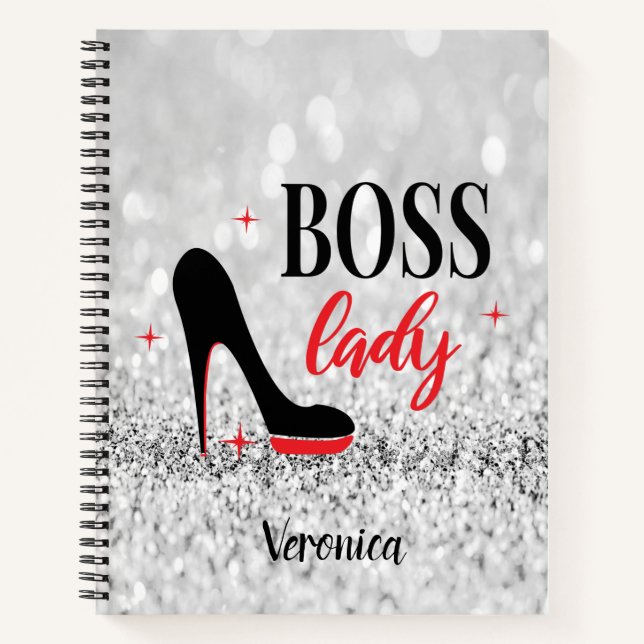 Personalized Red Bottom Stiletto Heel Boss Lady Notebook (Front)