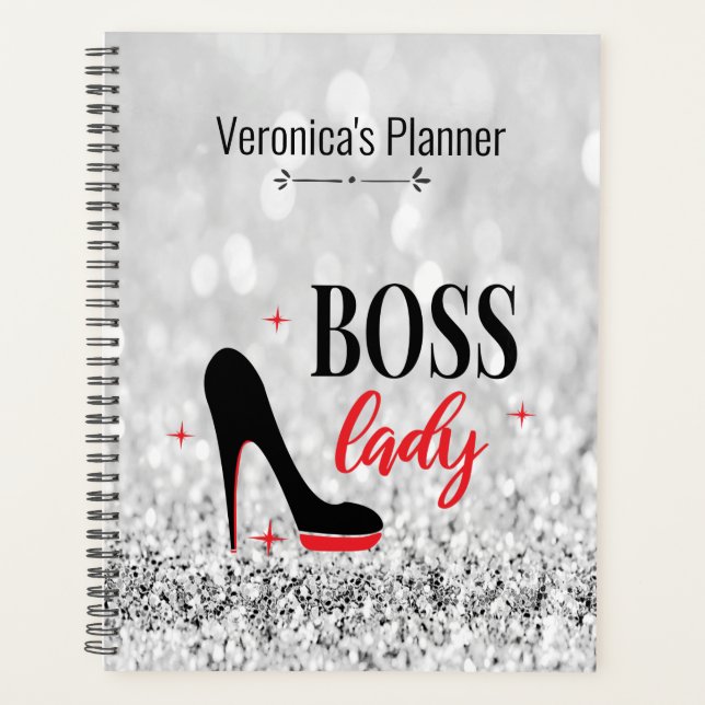 Personalized Red Bottom Stiletto Heel Boss Lady   Planner (Front)