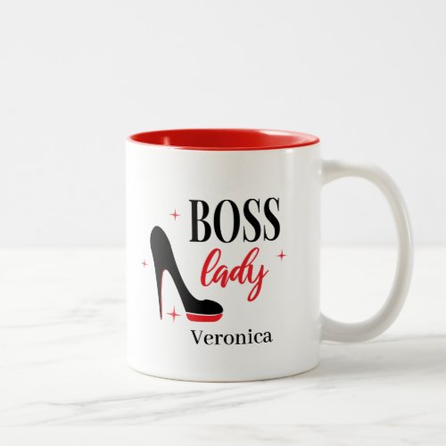 Personalized Red Bottom Stiletto Heel Boss Lady    Two-Tone Coffee Mug