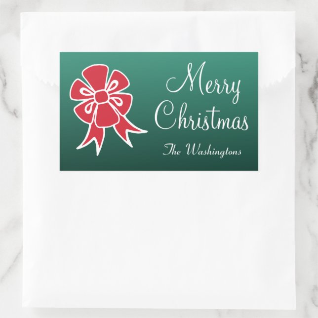 Personalized Red Bow Merry Christmas Stickers (Bag)