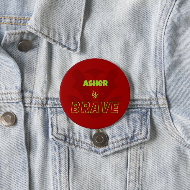 Personalized Red Bravery Honey Badger Affirmation Button (In Situ)