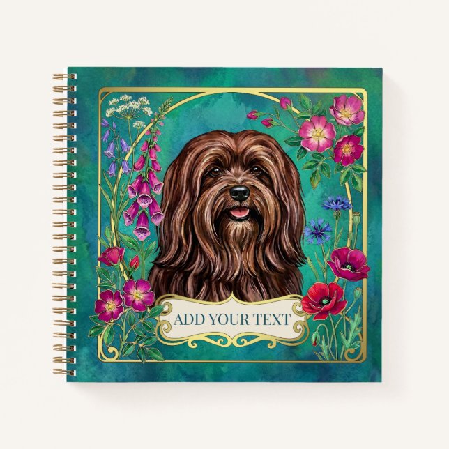 Personalized Red Brown Lhasa Apso Square Notebook (Front)