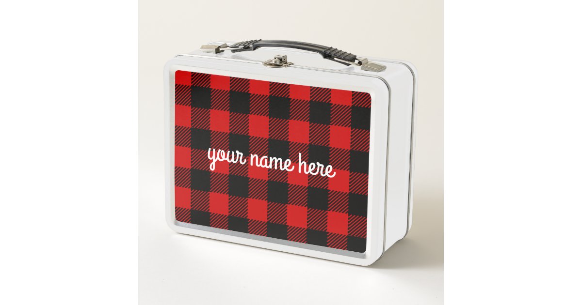 Personalized Red Buffalo Plaid Lunch Box Zazzle