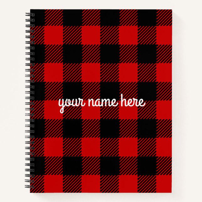 Personalized Red Buffalo Plaid Notebook (Front)