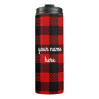Personalized Red Buffalo Plaid Travel Mug