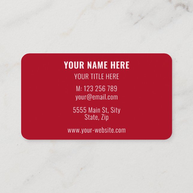 Personalized Red Business Cards Your Colors - Font (Back)