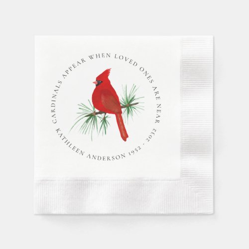 Personalized Red Cardinal Funeral Wake Napkins