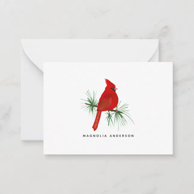 Personalized Red Cardinal Note Card | Zazzle