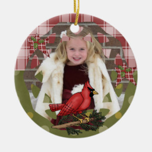 Personalized Red Cardinal Photo Ornament