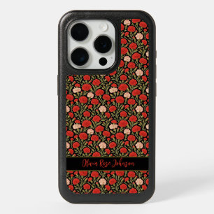 Personalized Red Carnation Floral Vintage Otterbox iPhone 15 Pro Case