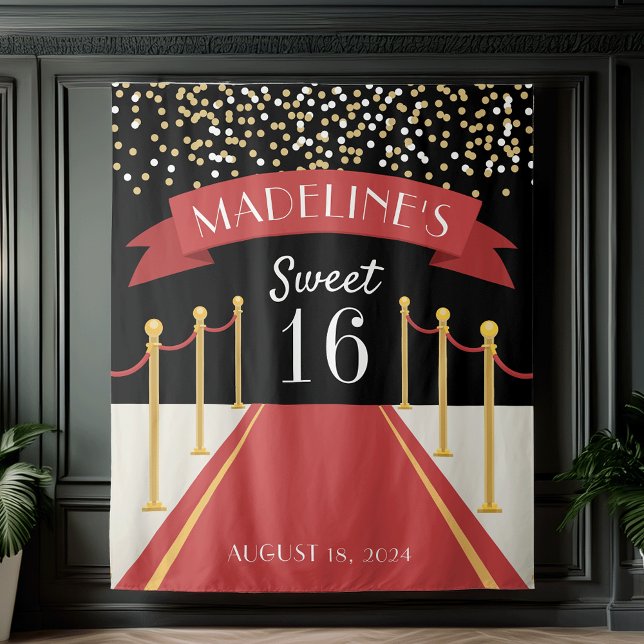 Personalized Red Carpet Theme Sweet 16 Backdrop (Creator Uploaded)