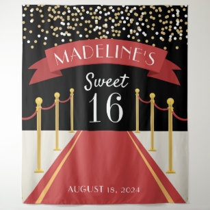 Personalized Red Carpet Theme Sweet 16 Backdrop