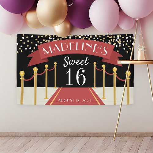 Personalized Red Carpet Theme Sweet Sixteen Banner