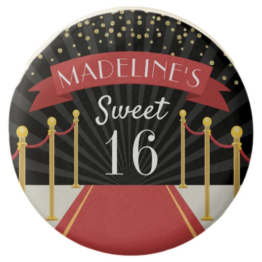 Personalized Red Carpet Theme Sweet Sixteen Chocolate Covered Oreo (Front)