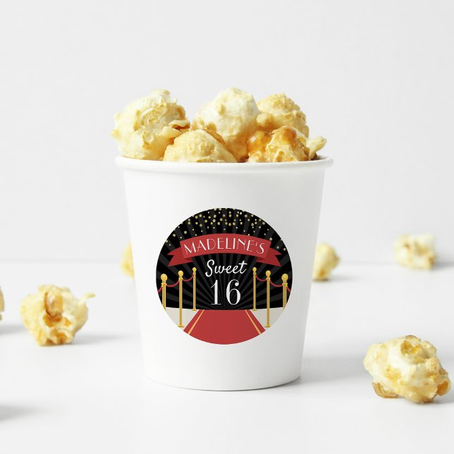 Personalized Red Carpet Theme Sweet Sixteen Classic Round Sticker (Creator Uploaded)