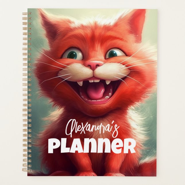 Personalized Red Cat Planner for Cat Lovers (Front)