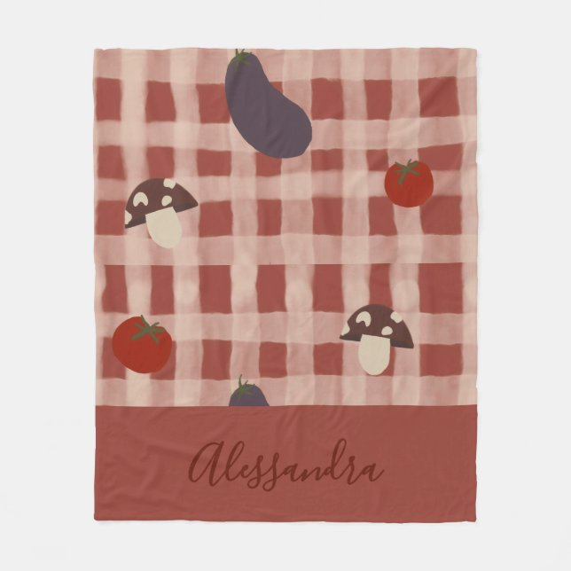 Personalized Red Checkered Vegetable Blanket Gift (Front)