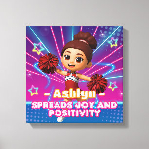 Personalized Red Cheerleader Custom Photo Kid Canvas Print