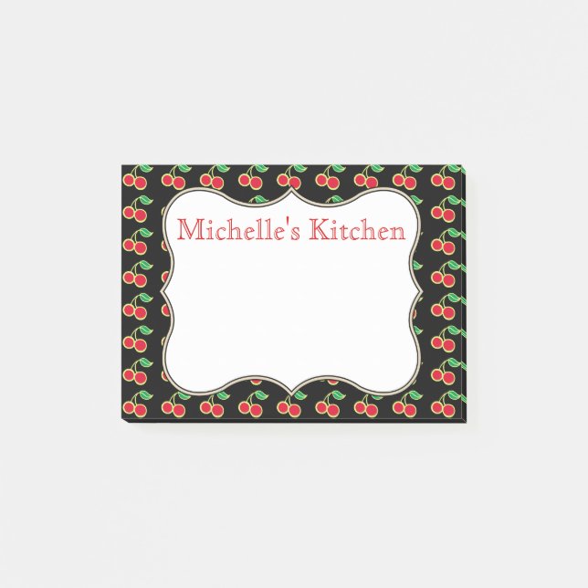 Personalized Red Cherry Post It Notes (Front)