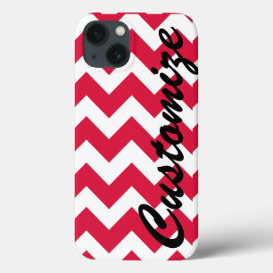 Personalized Red Chevron Pattern iPhone 13 Case
