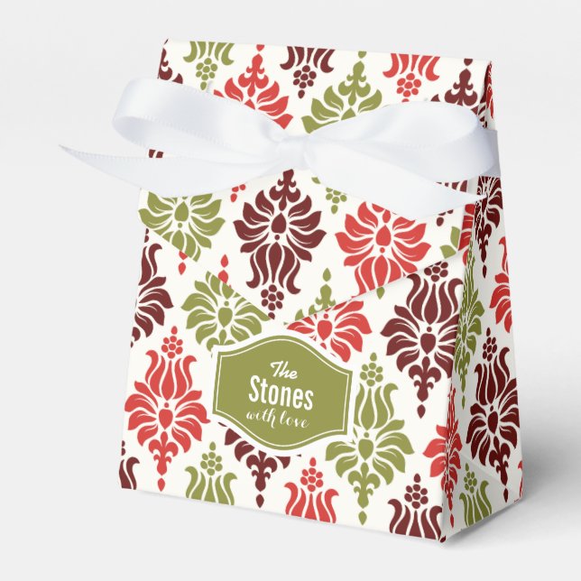 Personalized red Chirstmas snowflakes pattern Favor Boxes (Front Side)