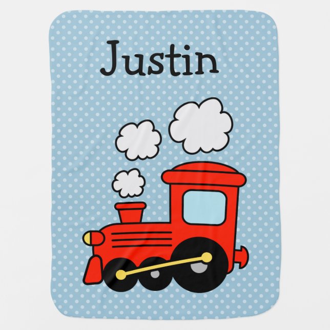 Personalized red choo choo train baby blanket (Front)