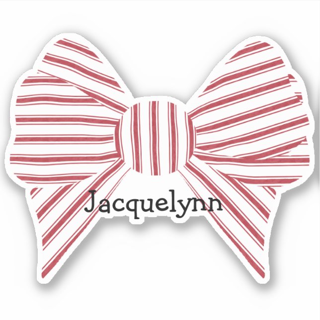 Personalized Red Christmas Bow Sticker (Front)