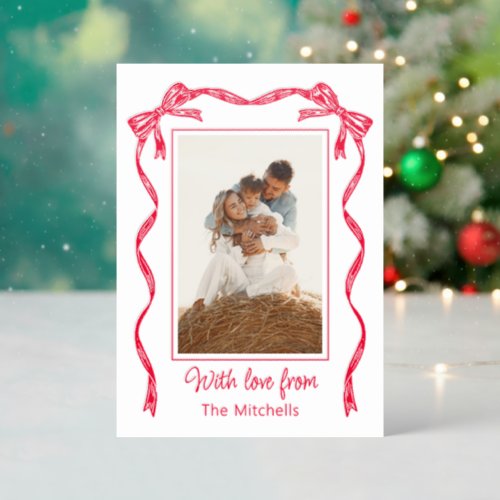 Personalized Red Christmas Family Holiday Letterpress Photo Cards