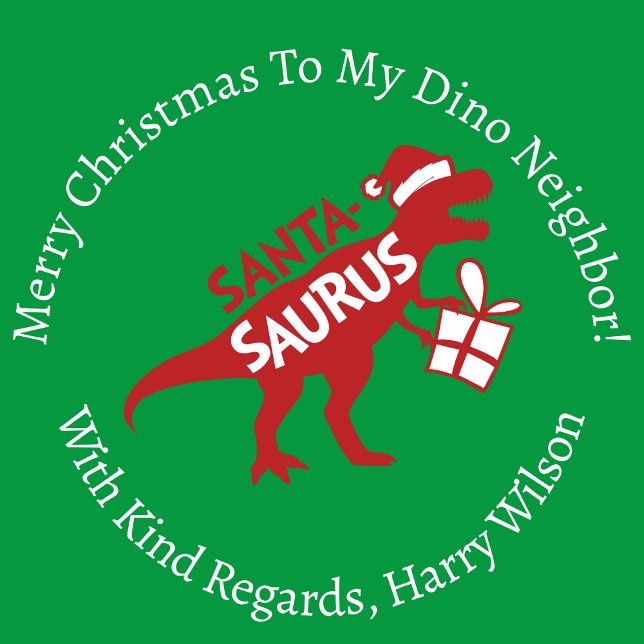 Personalized Red Christmas Santa-Saurus Dinosaur Wrapping Paper (Creator Uploaded)