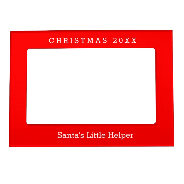 Personalized Red Christmas Santa's Little Helper Magnetic Frame (Front)