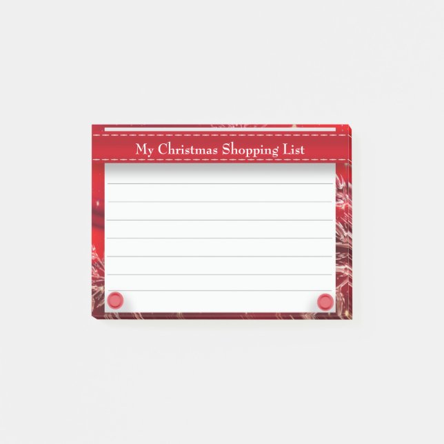 Personalized Red Christmas Shopping List Post-it Notes (Front)