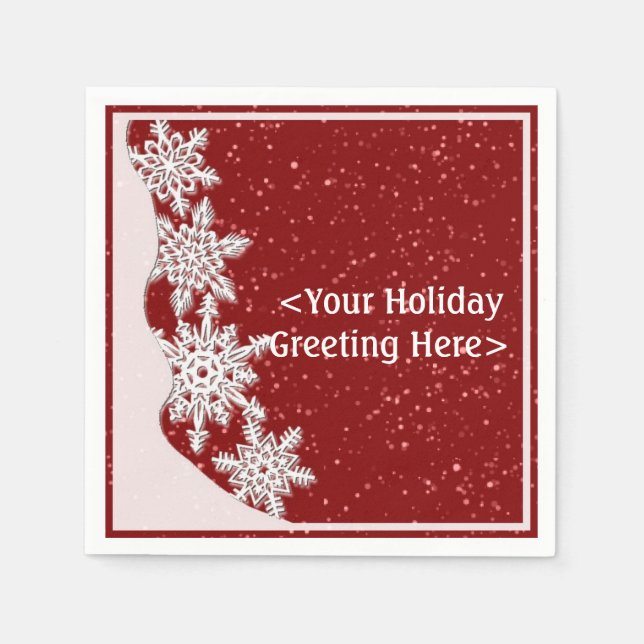 Personalized Red Christmas Snowflake Napkins (Front)