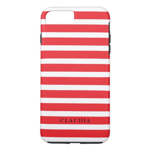 Personalized Red Christmas Stripes iPhone 8 Plus7 Plus Case