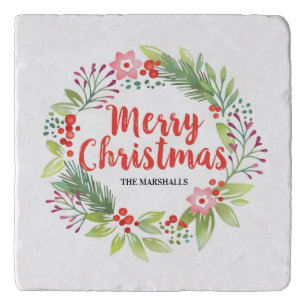 Personalized Red Christmas Trivet