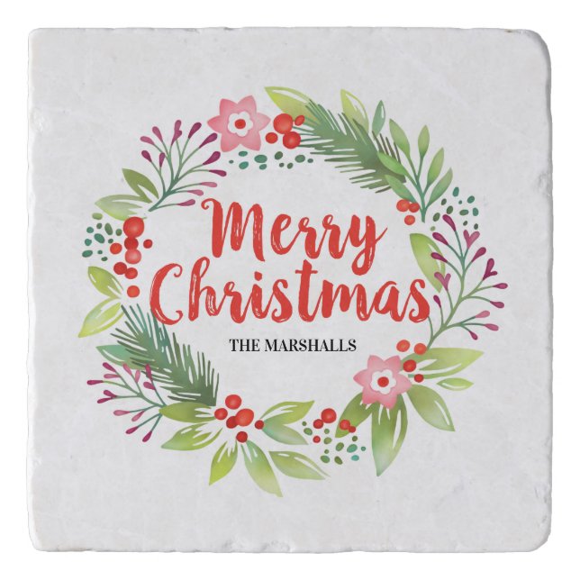 Personalized Red Christmas Trivet (Front)