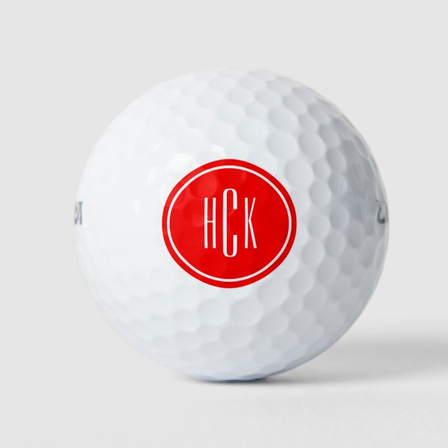 Personalized Red Circle Custom Monogram Golf Balls (Front)