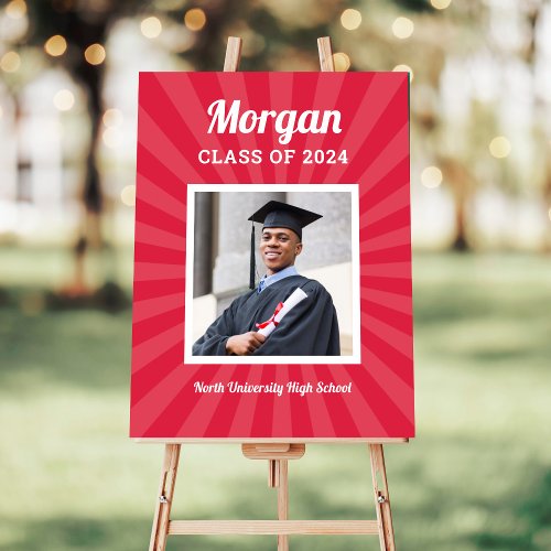 Personalized Red Class of 2024 Graduation Photo Foam Board