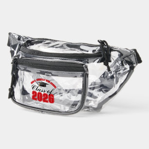 Personalized Red Class of 2026 Graduation Clear Fanny Pack