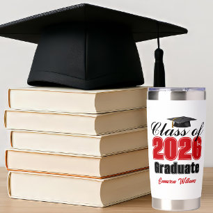 Personalized Red Class of 2026 Graduation Insulated Tumbler